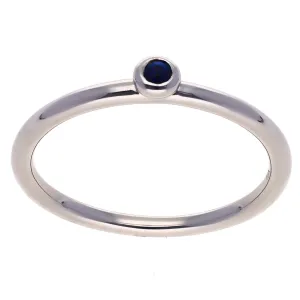 10K White Gold Round Sapphire Fashion Ring