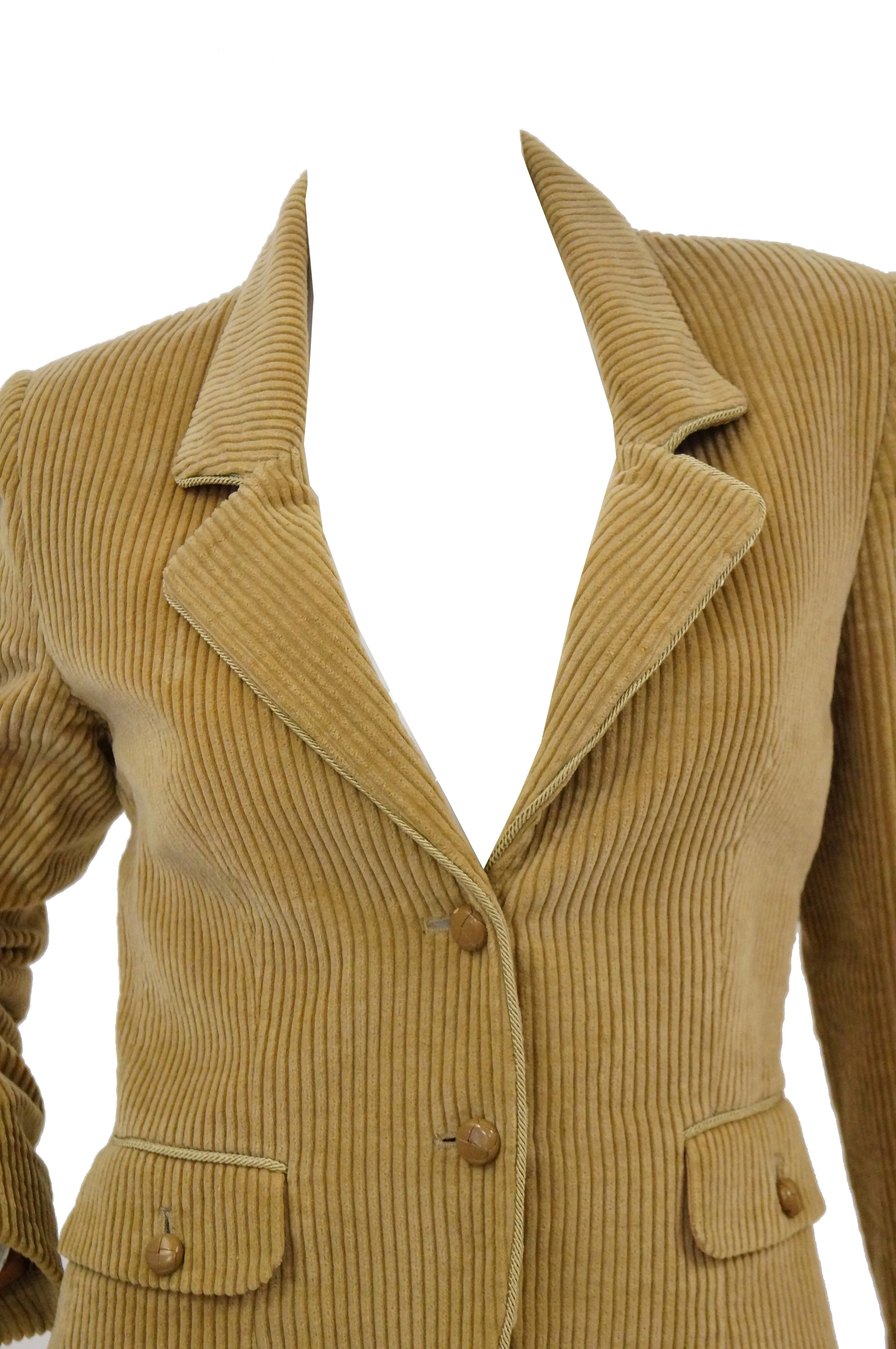 1970s Diane Von Furstenberg Tan Corduroy Skirt Suit