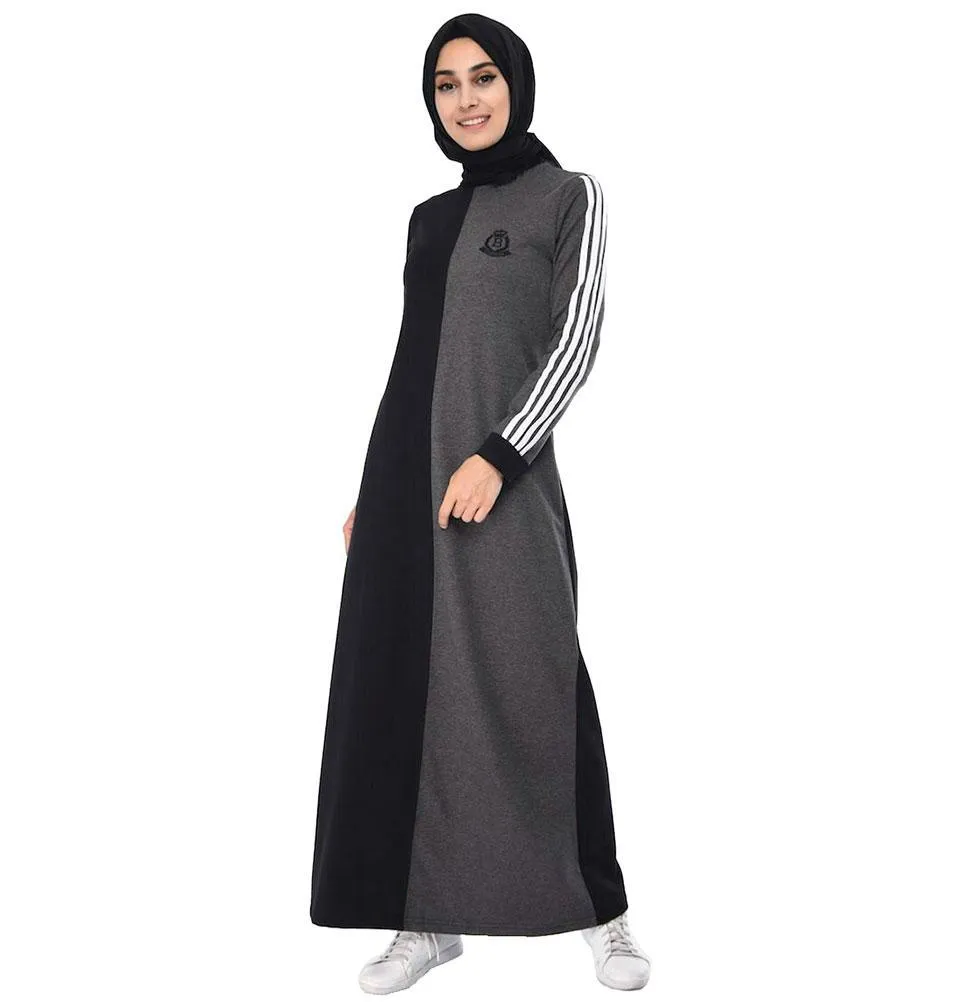 Abaci Modest Sporty Abaya 9064 Black/Gray