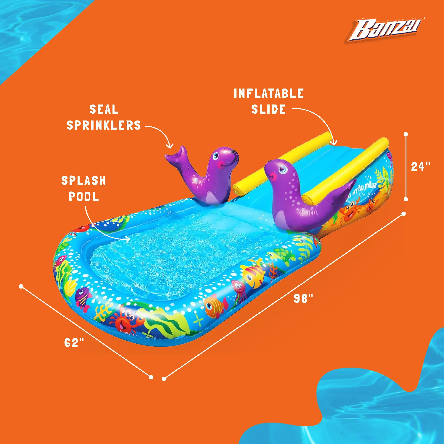 Banzai Kid Toddler Inflatable My First Water Slide and Splash Pool (Open Box)