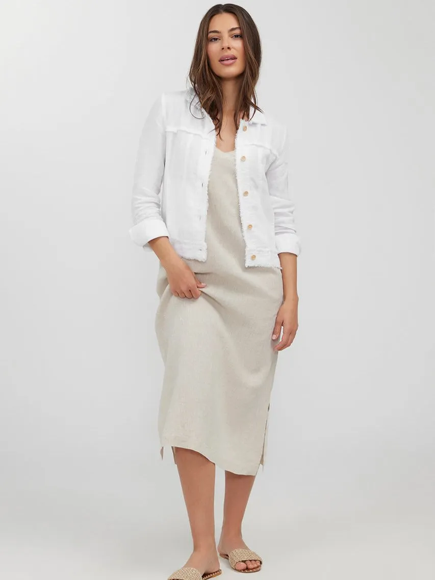 Bella Linen Jacket in White - Last One Size X Small