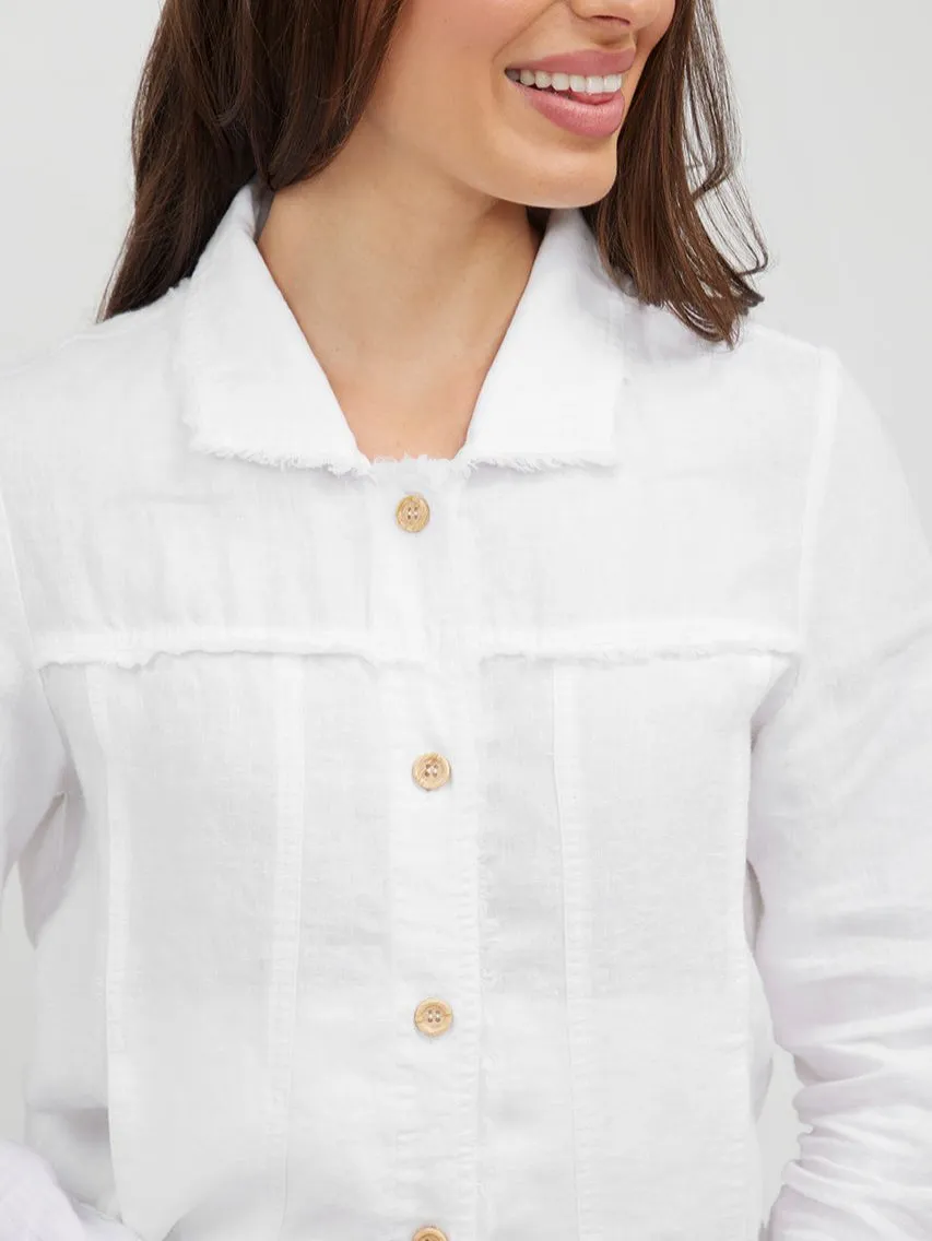 Bella Linen Jacket in White - Last One Size X Small