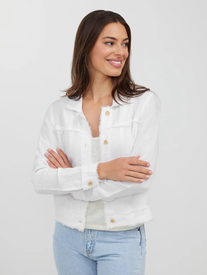 Bella Linen Jacket in White - Last One Size X Small