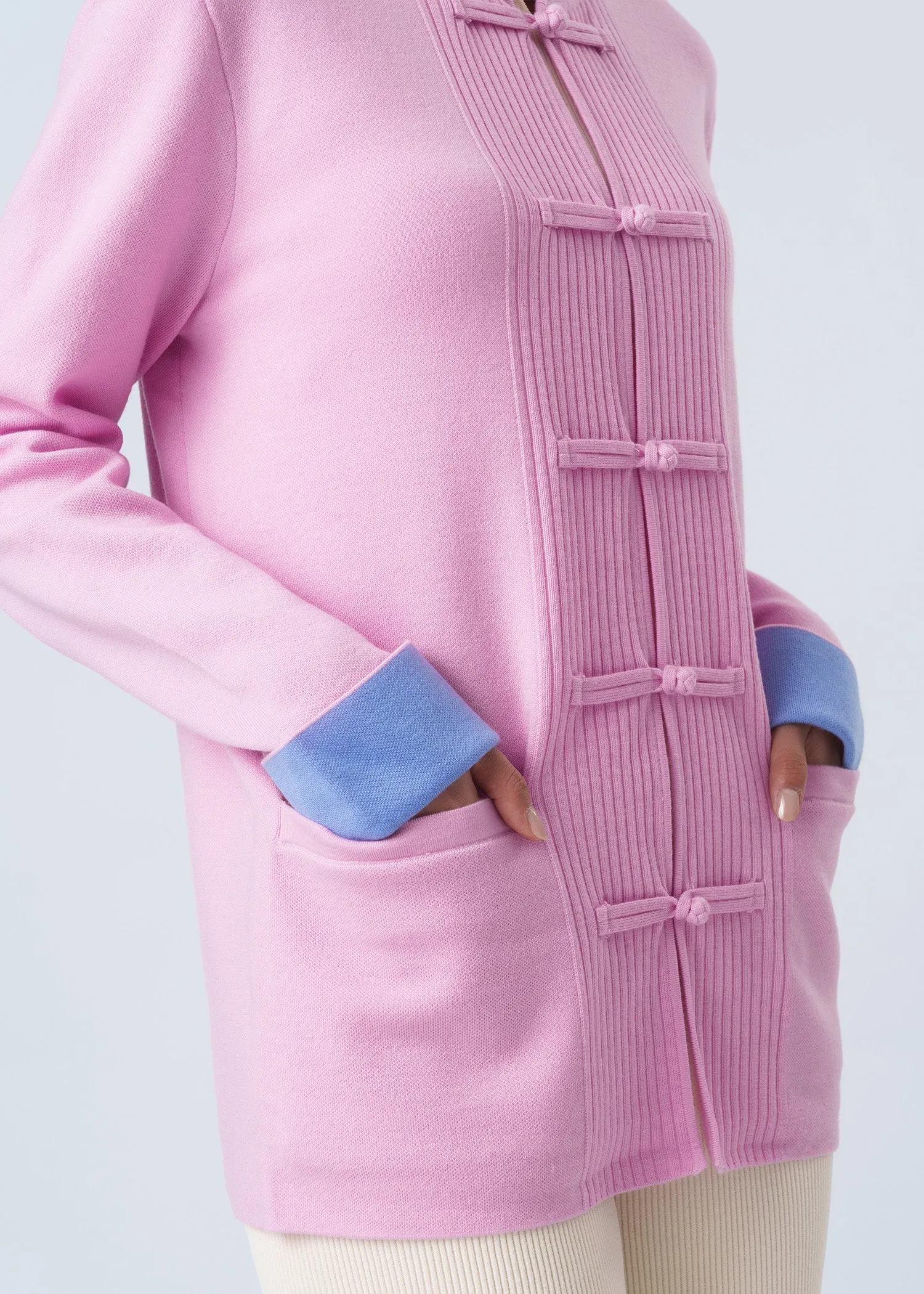 Bicolor Knitted Tang Jacket (Baby Pink/ Blue)