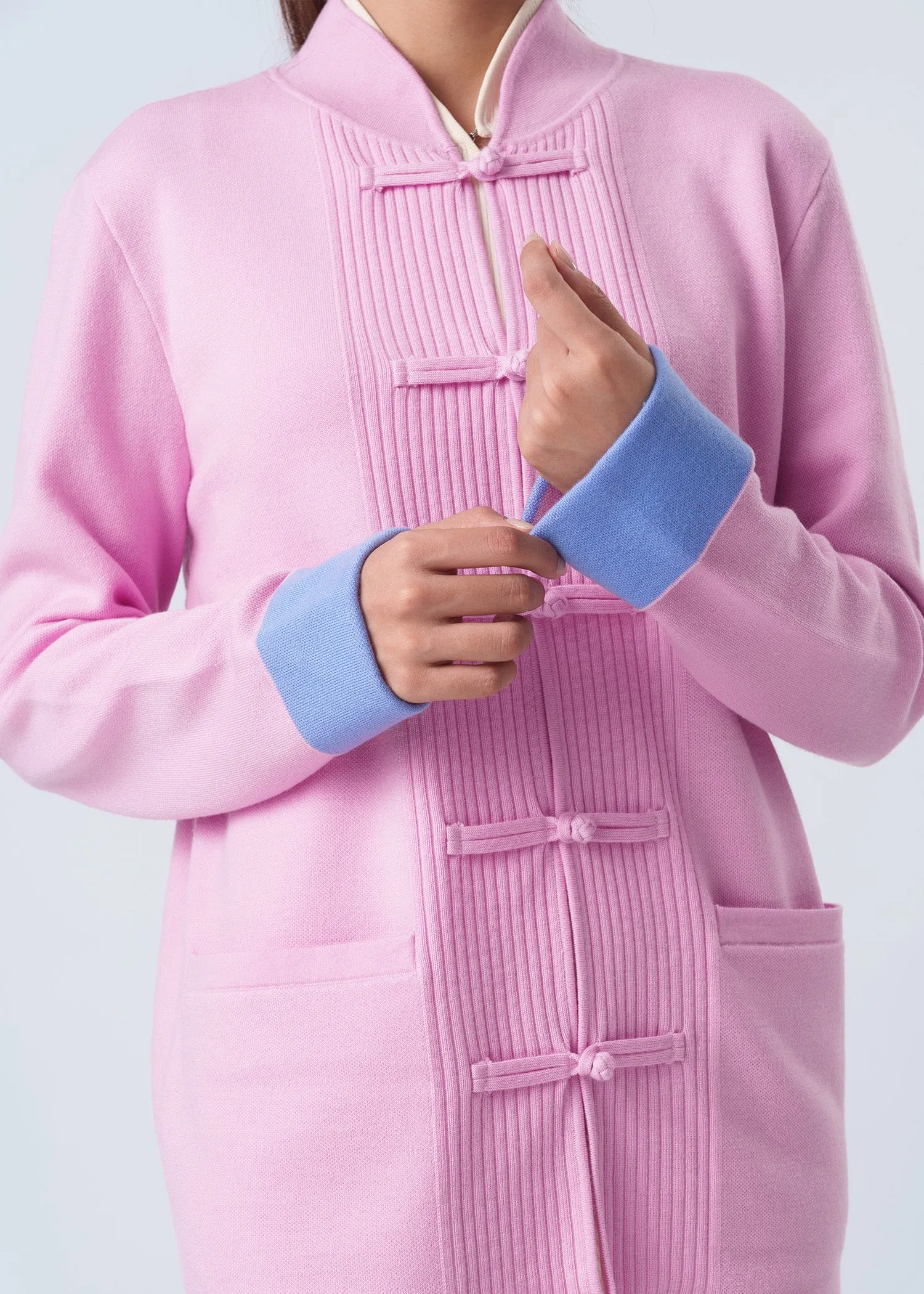 Bicolor Knitted Tang Jacket (Baby Pink/ Blue)