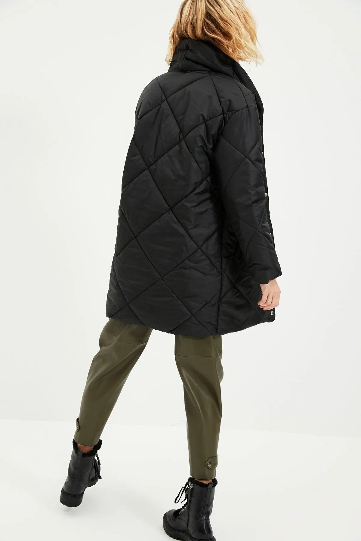 Black Oversize Quilted Coat