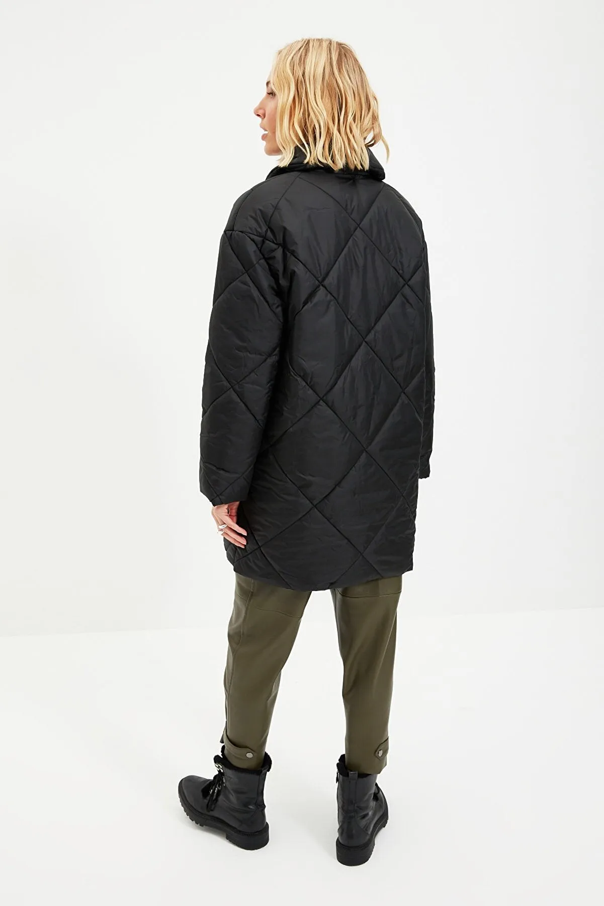 Black Oversize Quilted Coat