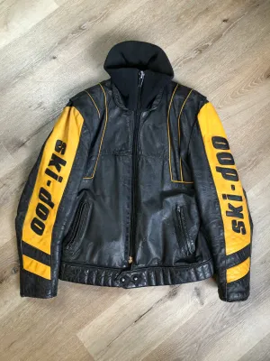 Bombardier Black and Yellow Ski-Doo Leather Jacket, Made in Canada, SOLD