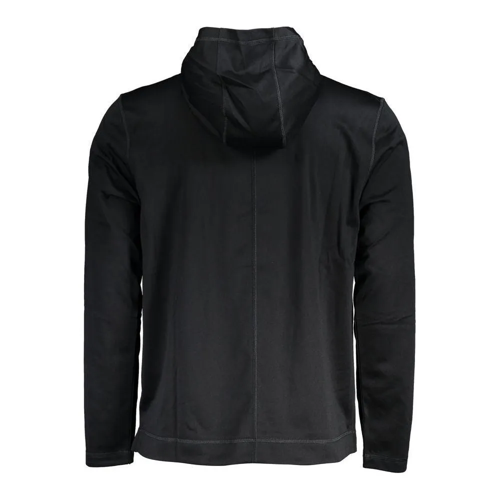 Calvin Klein Sleek Black Hooded Sweatshirt with Logo Print