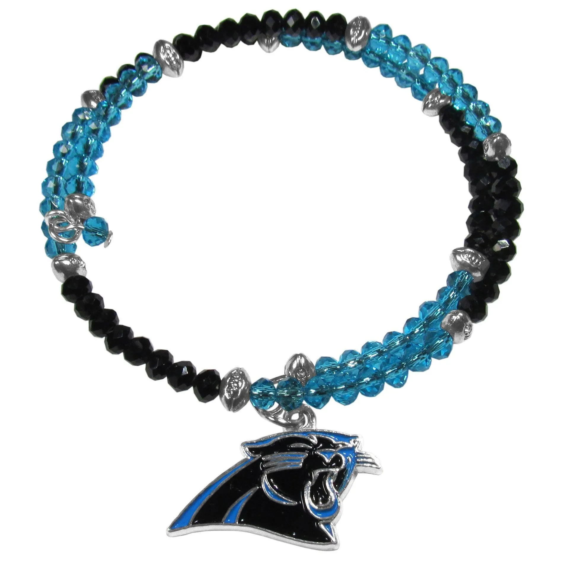 Carolina Panthers Crystal Memory Wire Bracelet