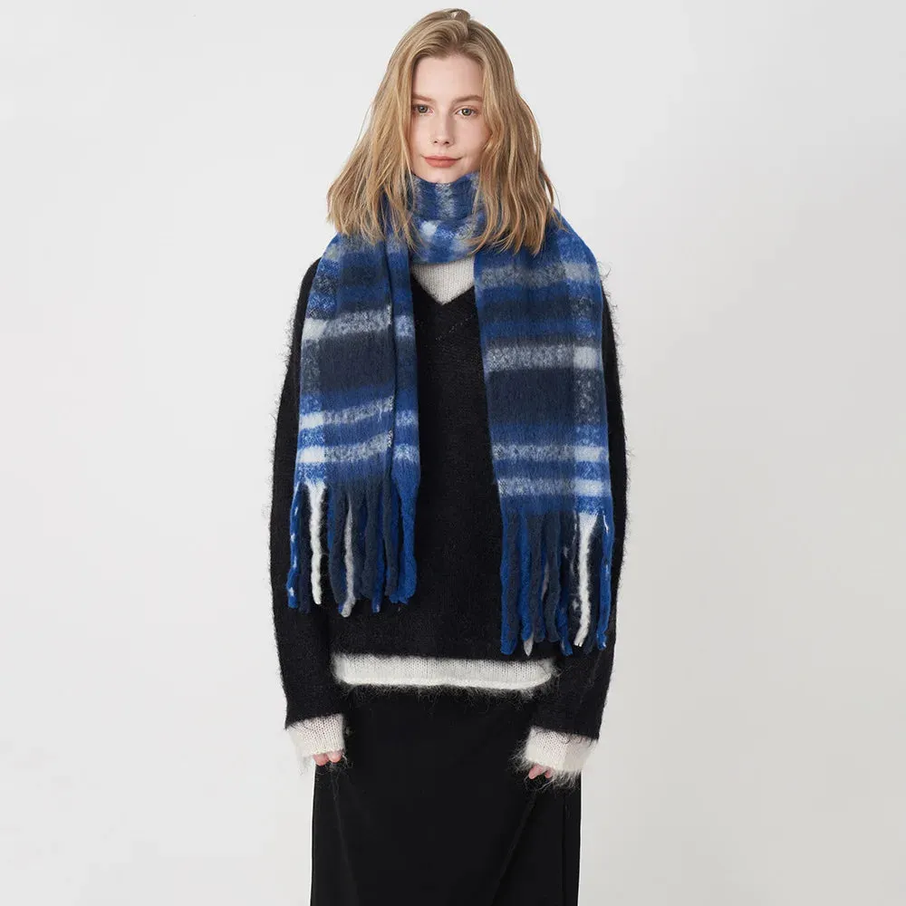 Cashmere Plaid Scarf with Tassel Detail