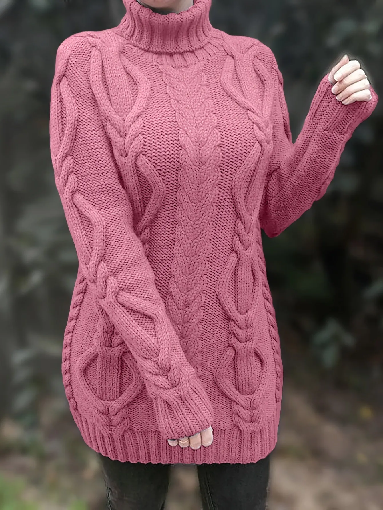 Cozy Chunky Cable Knit Sweater with Turtleneck