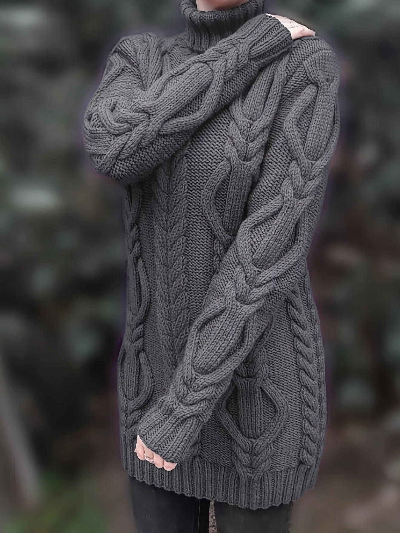 Cozy Chunky Cable Knit Sweater with Turtleneck