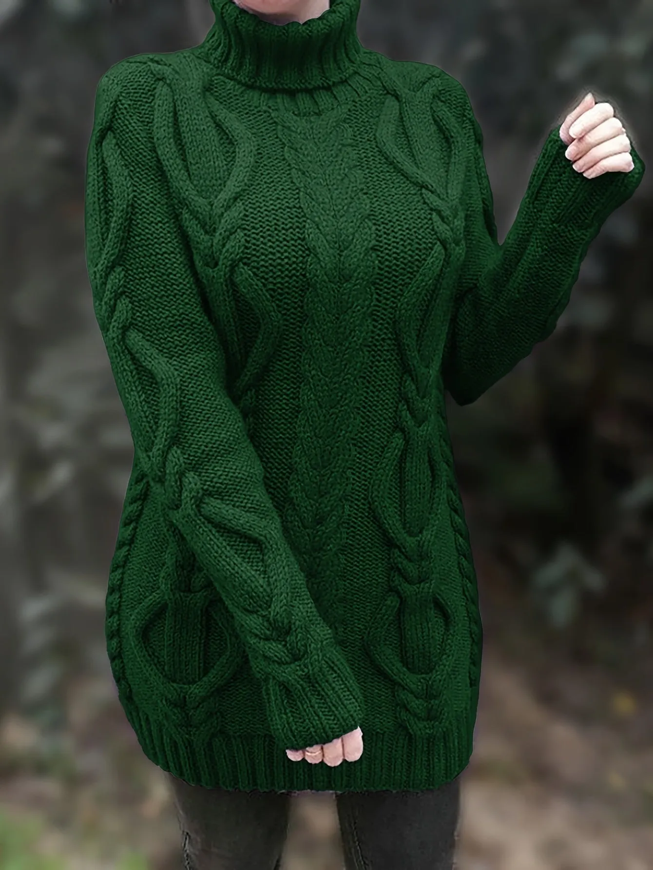 Cozy Chunky Cable Knit Sweater with Turtleneck