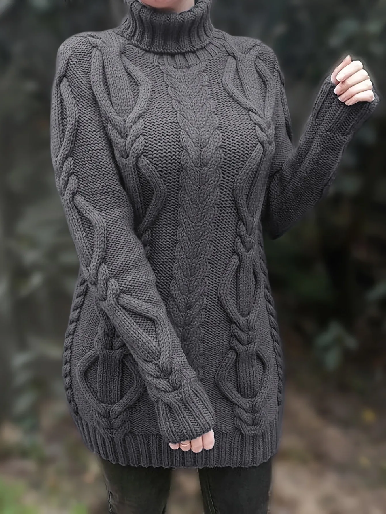 Cozy Chunky Cable Knit Sweater with Turtleneck