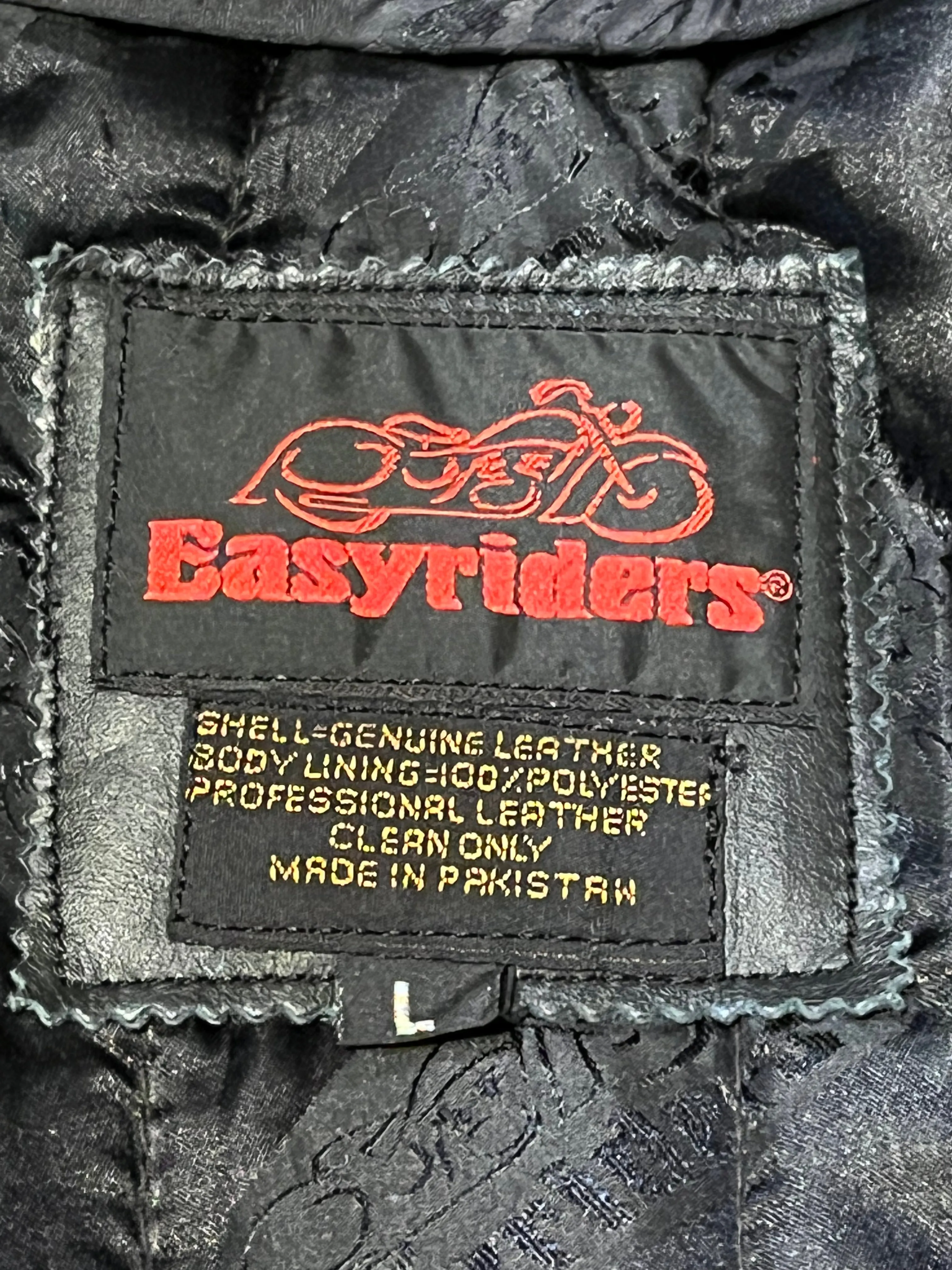 Easy Riders Black Leather Moto Jacket, Size Large