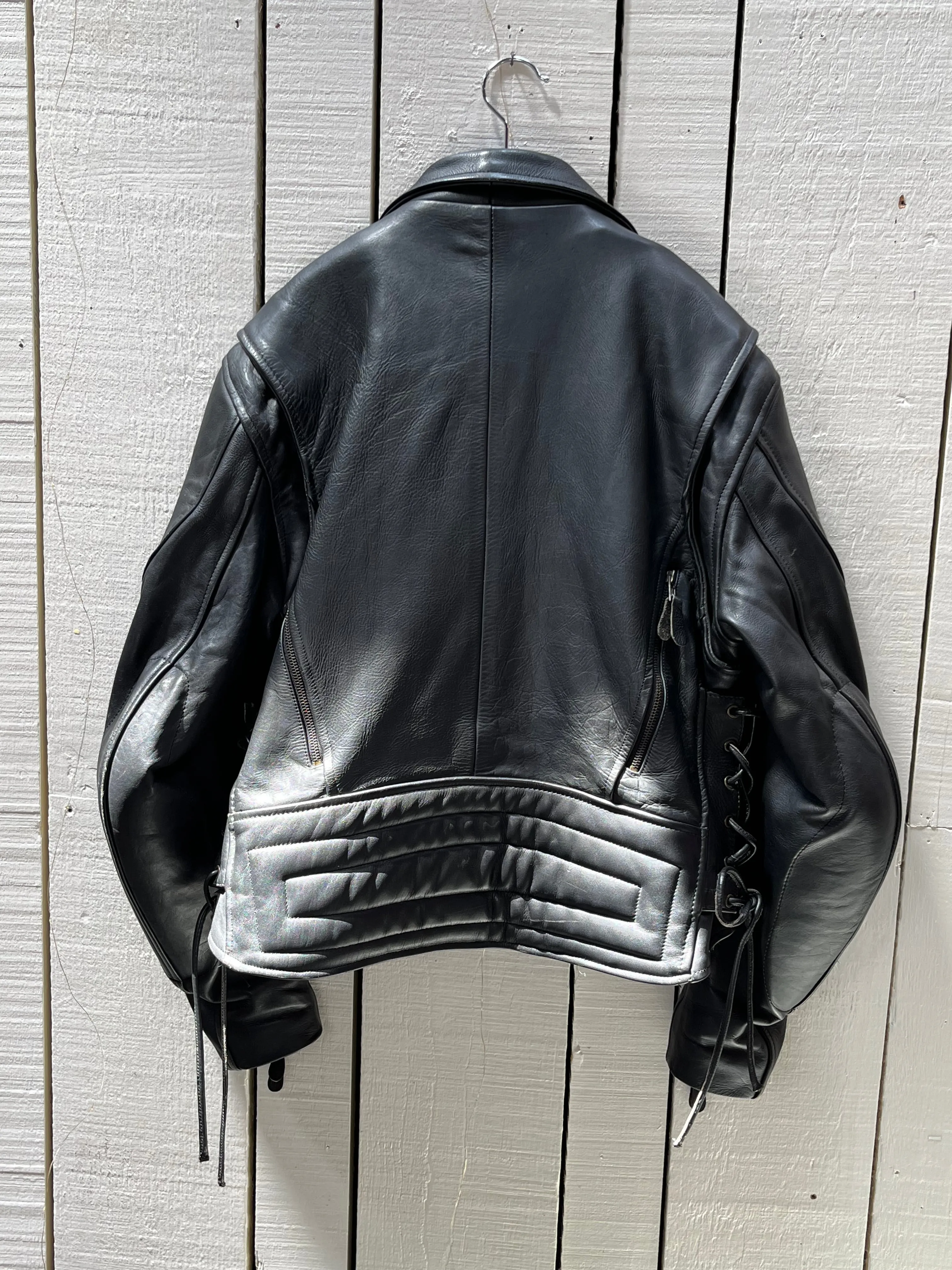 Easy Riders Black Leather Moto Jacket, Size Large