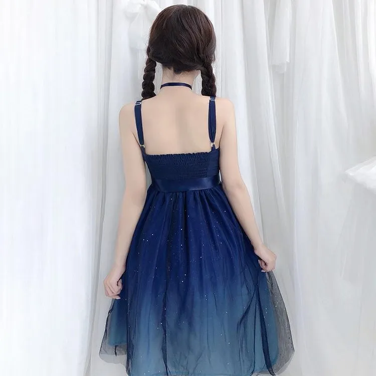 Enchanted Lolita Starry Sky Ruffle Tulle Slip Dress