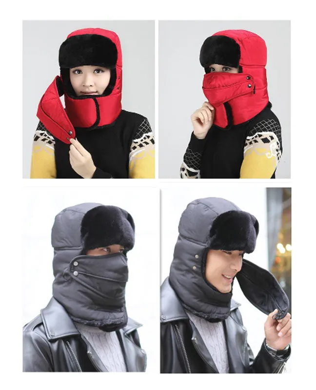 Fur Insulated Bomber Hats with Mask Wholesale