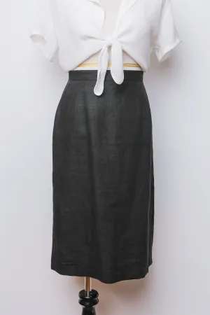 Giorgio Armani Black Linen High Waisted Pencil Skirt, Knee Length, US Size 4, 90s