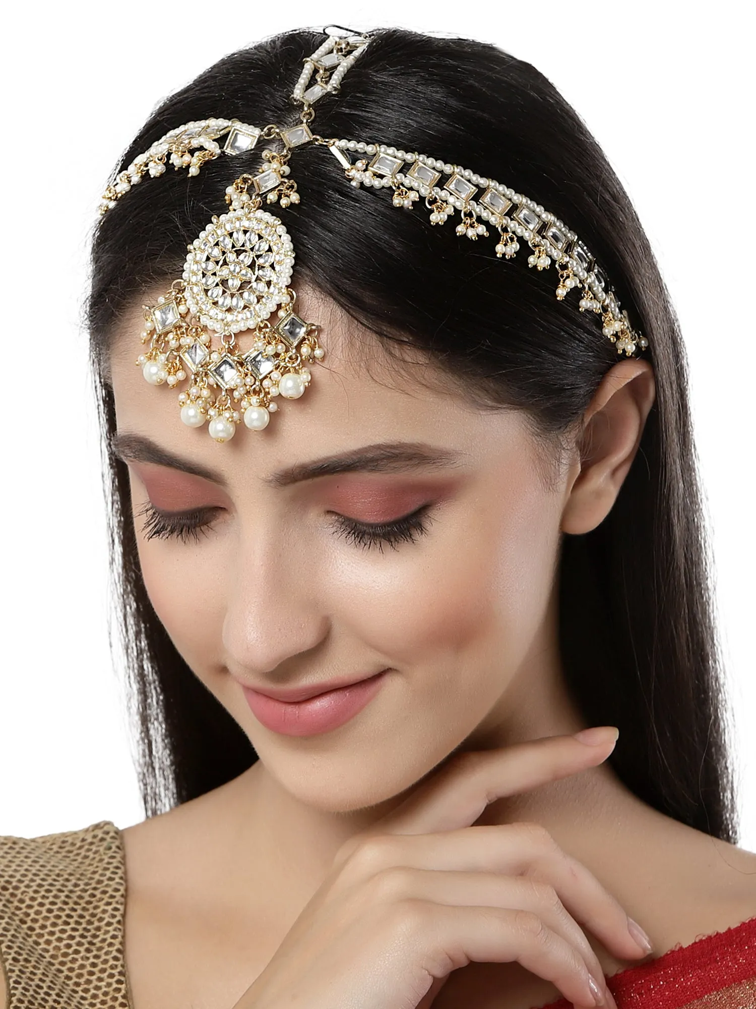 Gold Plated Handcrafted Kundan Mathapatti for Women