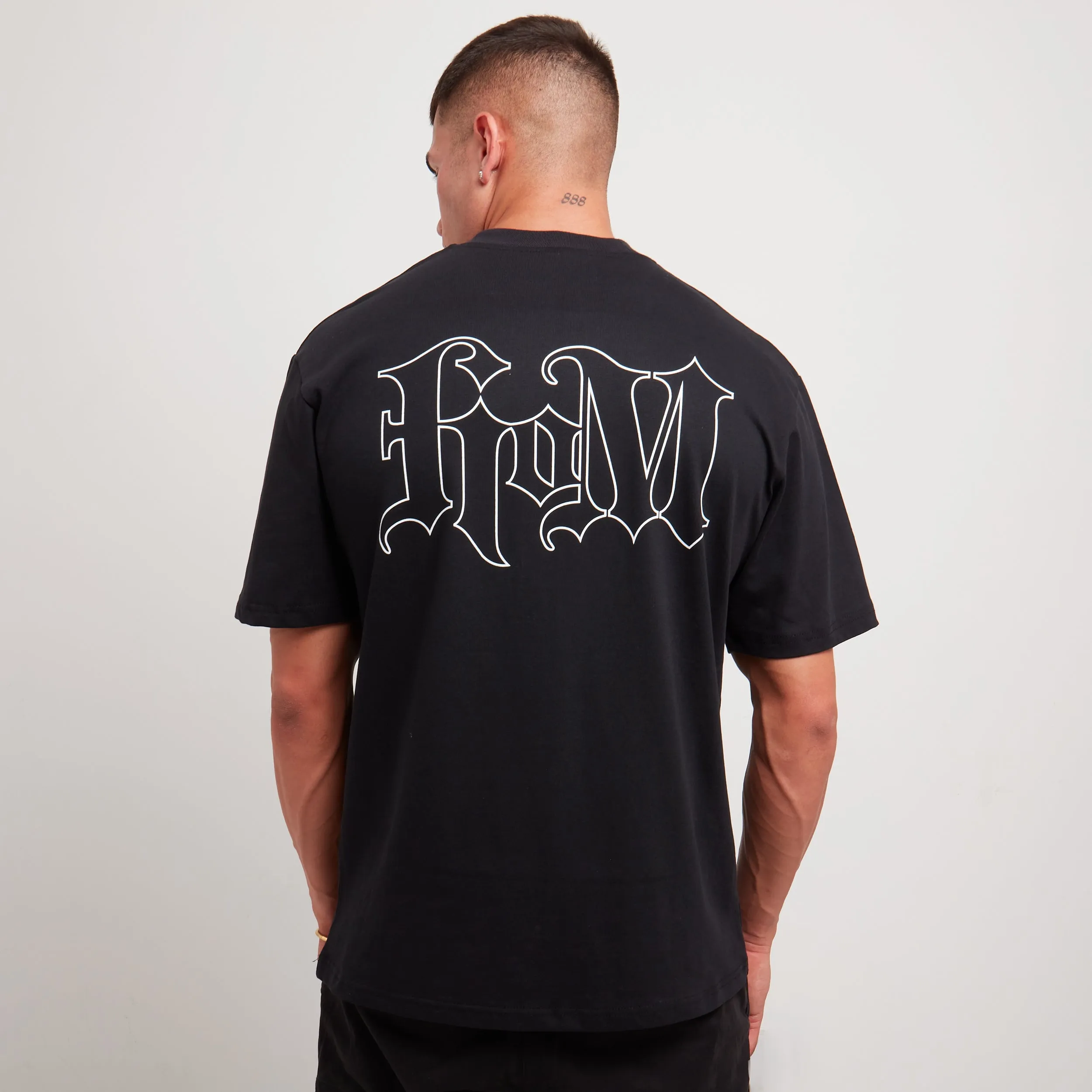 House Of Man Old English Script T Shirt in Black