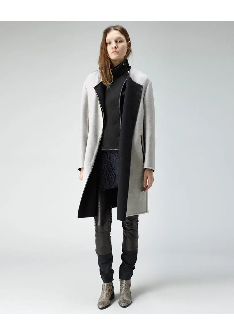 Leather Trim Coat