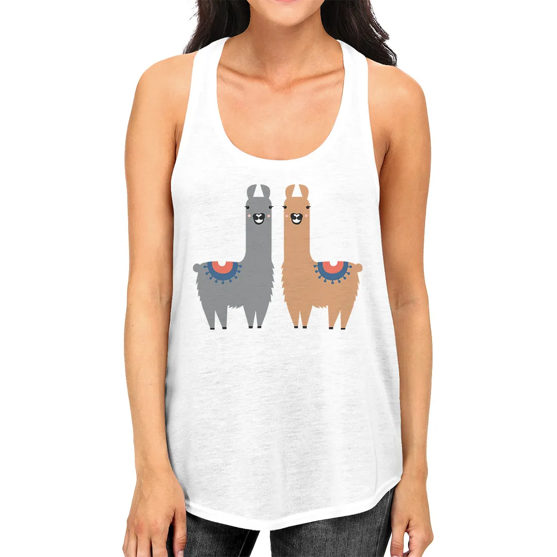 Llama Pattern Womens Cute Graphic Workout Gym Tank Top Racerback