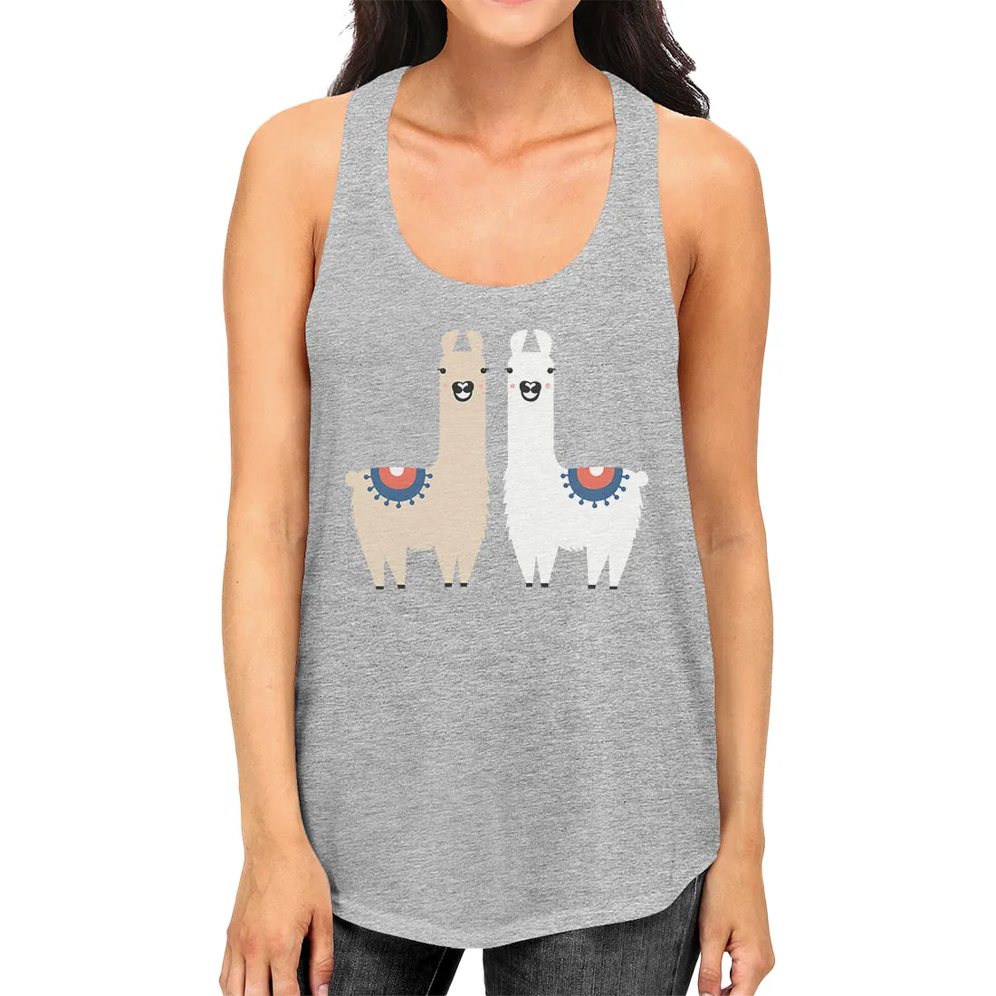 Llama Pattern Womens Cute Graphic Workout Gym Tank Top Racerback