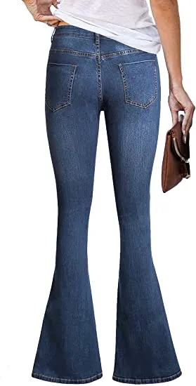 luvamia Women‘s High Waisted Flare Bell Bottom Jeans Ripped Wide Leg Denim Pants