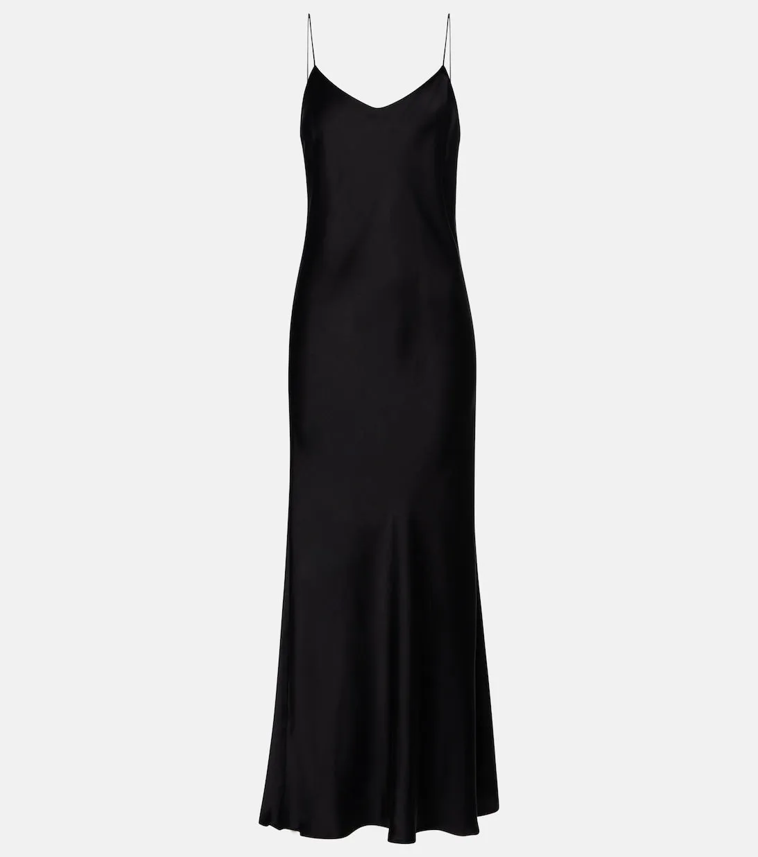 Lyon slip dress in ASCENO silk satin, black