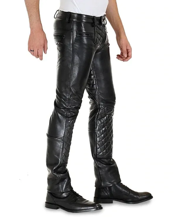 Men's Leather Quilted Pant