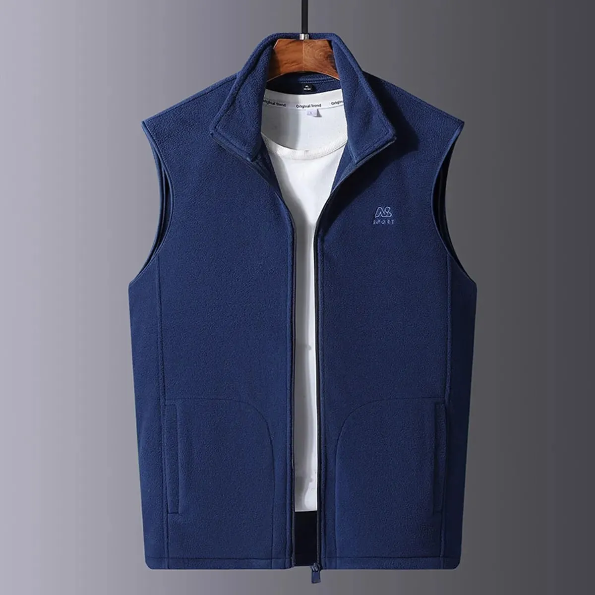 Men's Polar Fleece Stand Collar Vest Autumn New Warm Vest 5XL S4339346