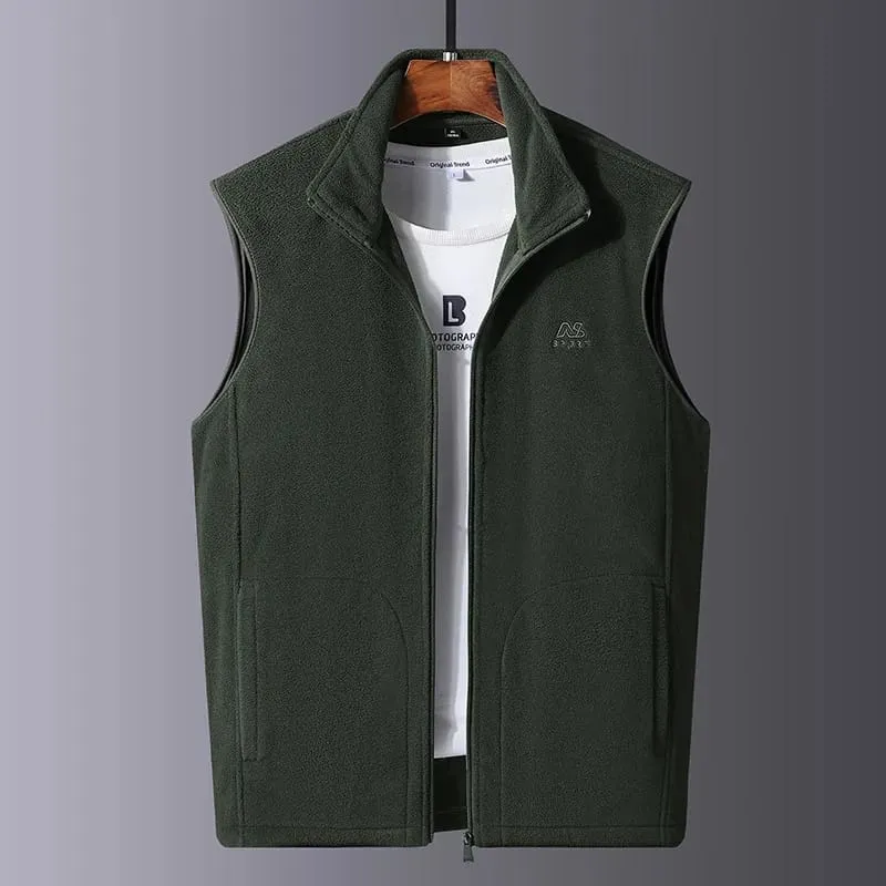 Men's Polar Fleece Stand Collar Vest Autumn New Warm Vest 5XL S4339346