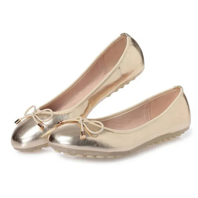 Merendy Sarsara Slip-on silver cap toe metallic ballet flats