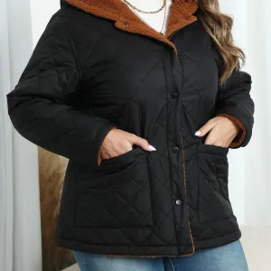 Nina | Plus size plush lined hooded quilted jacket