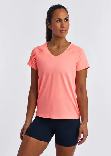 Oiselle | Essential Bird V-Neck Short Sleeve | Women's | Fast Pink