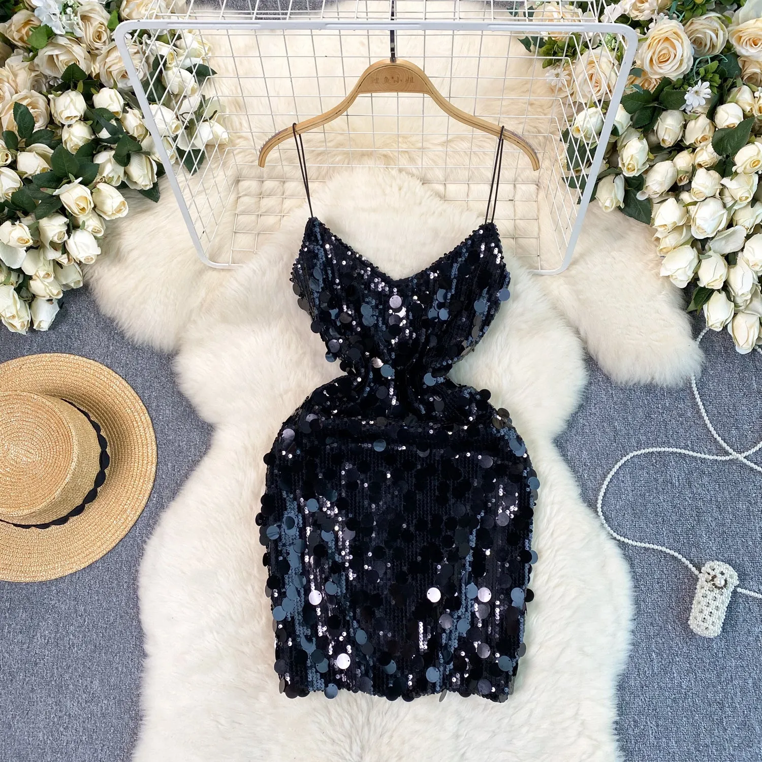 Party Sequined Short Slip Dress