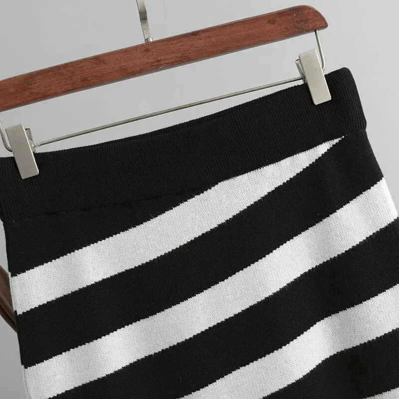 Pre Order:  Striped Pencil Knit Skirt