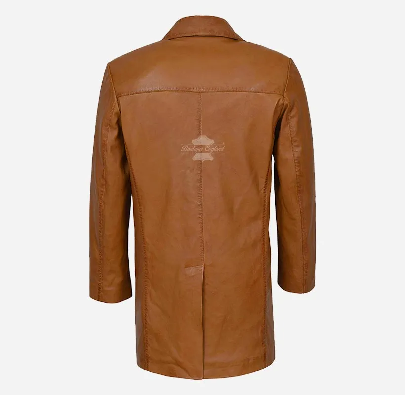 REEFER Men's Leather Coat MILITARY STYLE LONG Leather JACKET