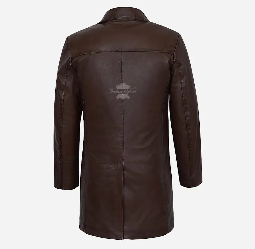 REEFER Men's Leather Coat MILITARY STYLE LONG Leather JACKET