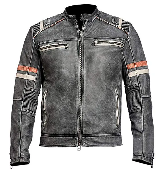 Retro 3 Moto Racer Leather Jacket