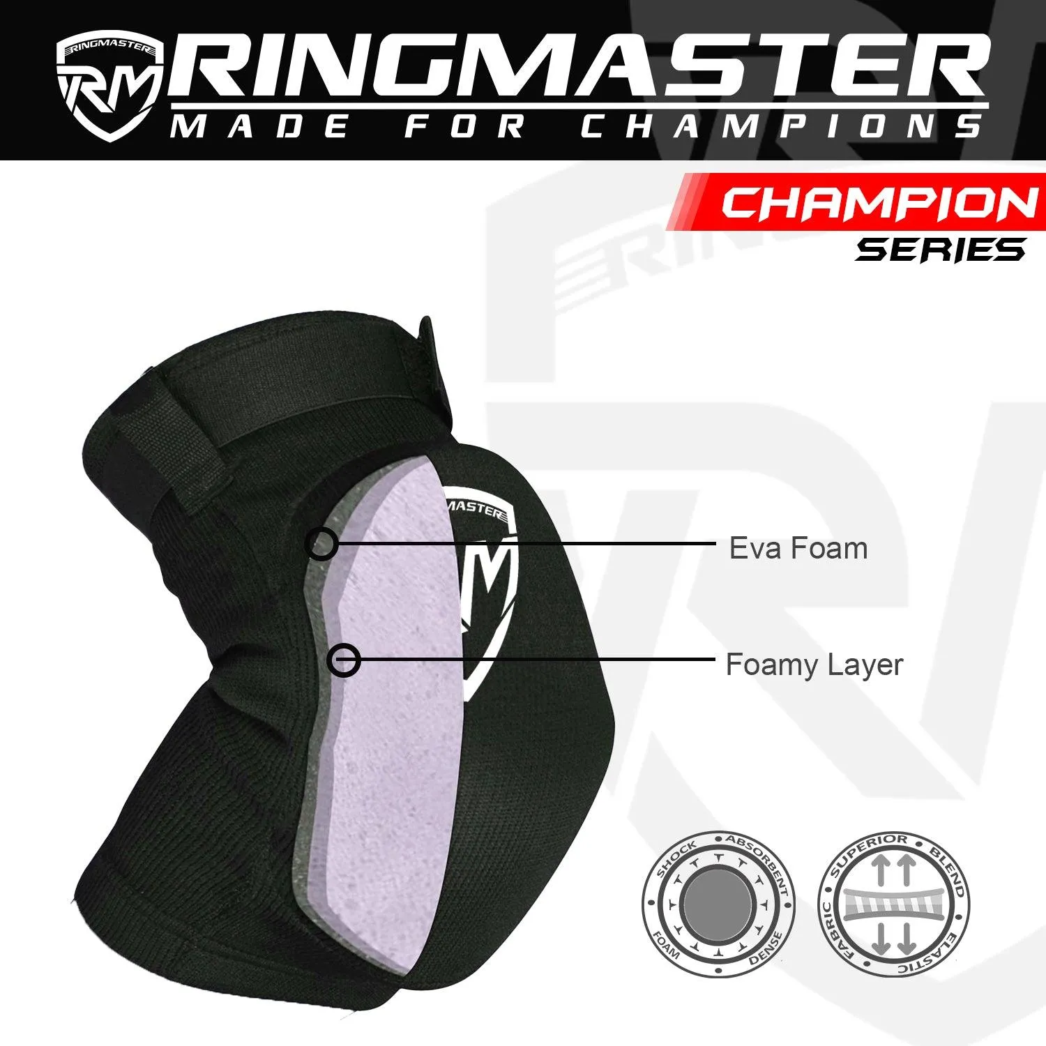 RingMaster Sports Elbow Pads Champion Series Black