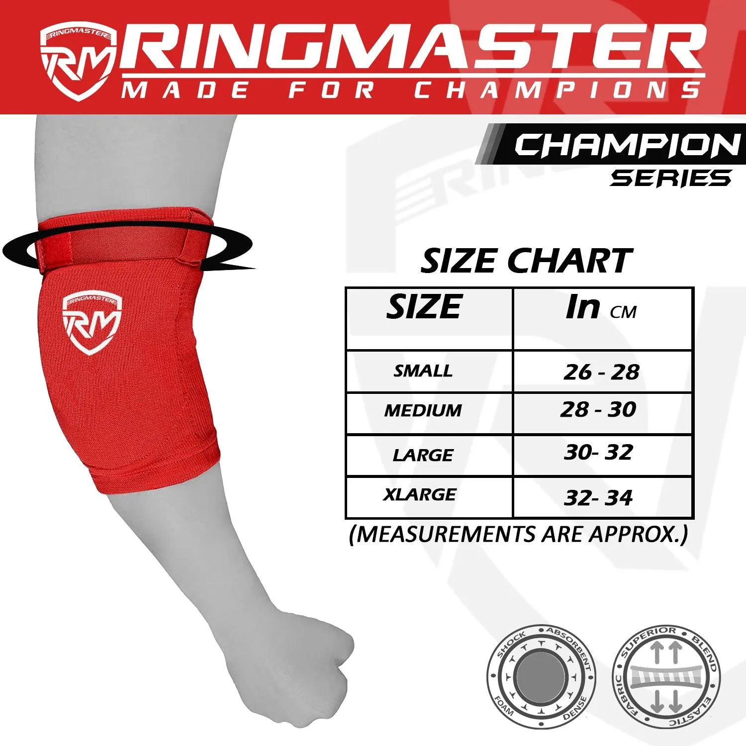 RingMaster Sports Elbow Pads Champion Series Red