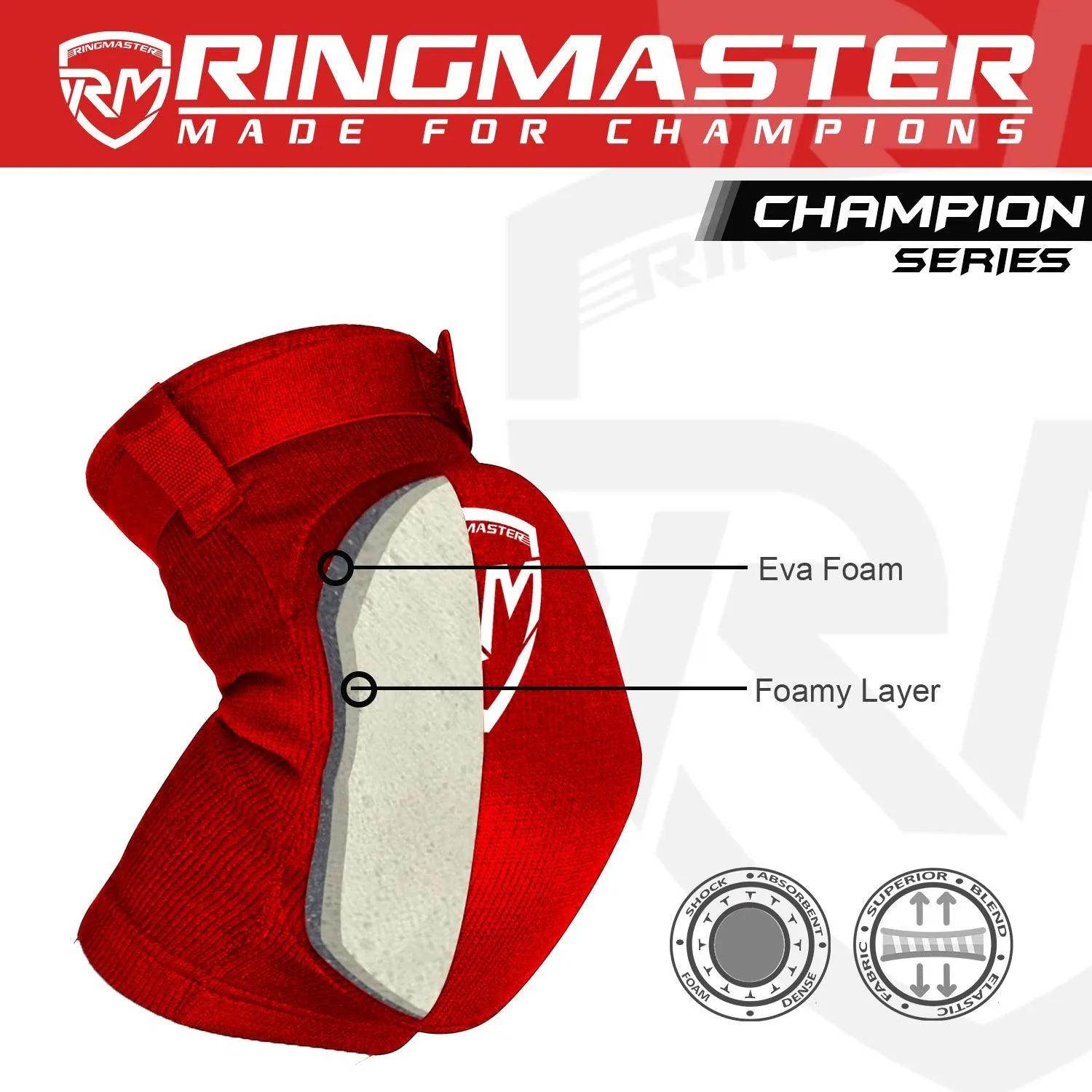 RingMaster Sports Elbow Pads Champion Series Red