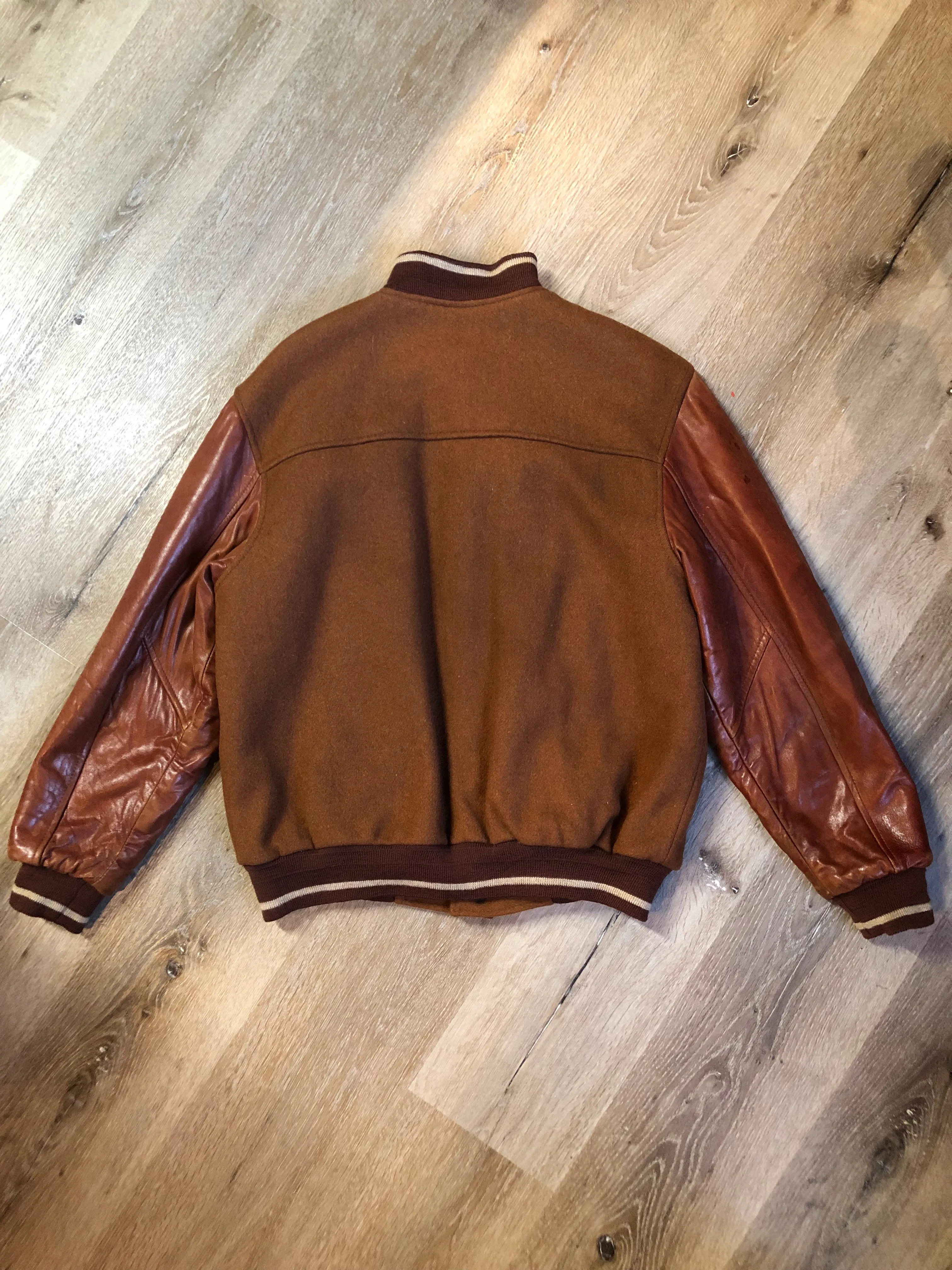 Rumours and Gossyp Brown Varsity Jacket, Made in Canada