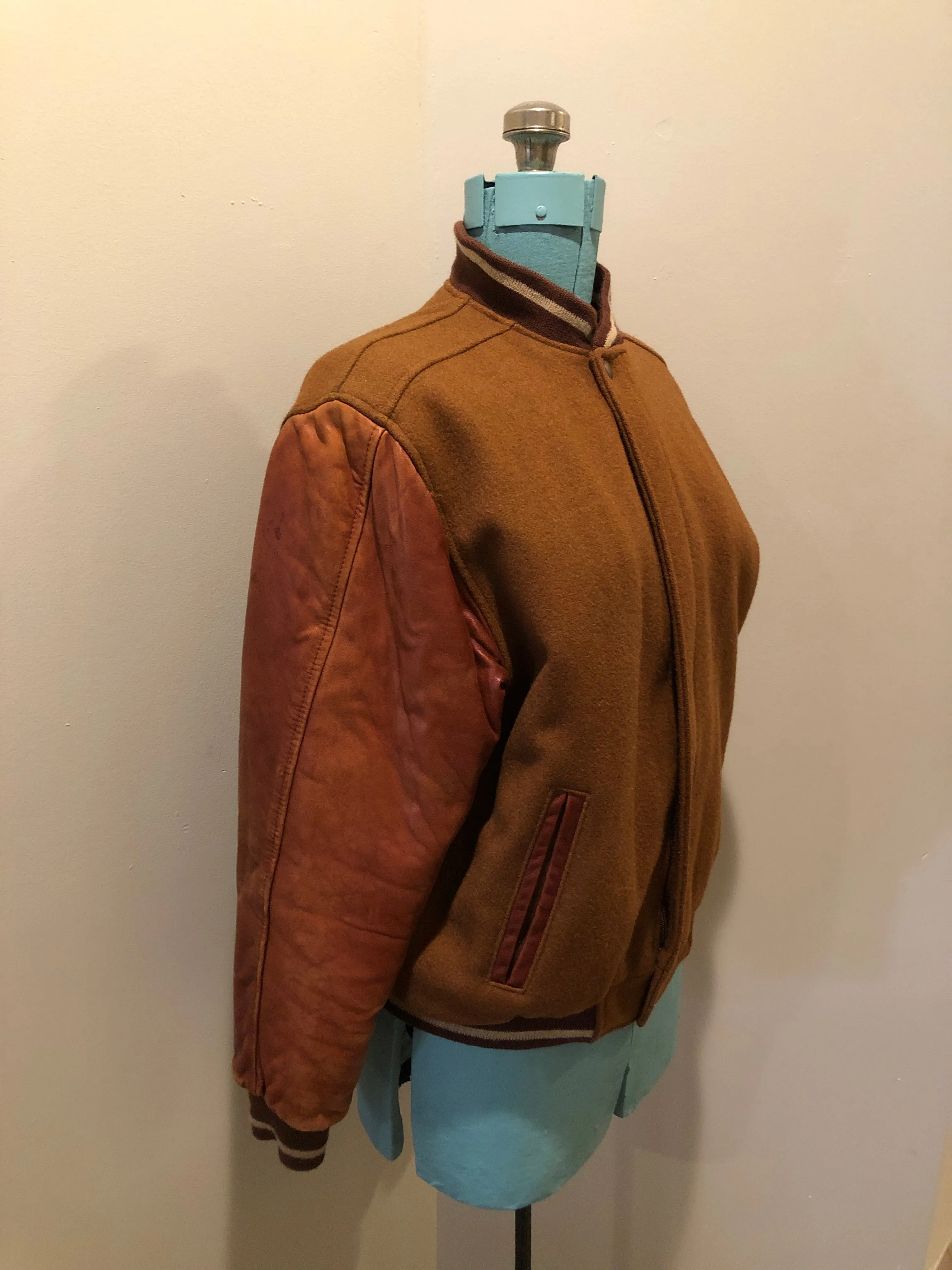 Rumours and Gossyp Brown Varsity Jacket, Made in Canada