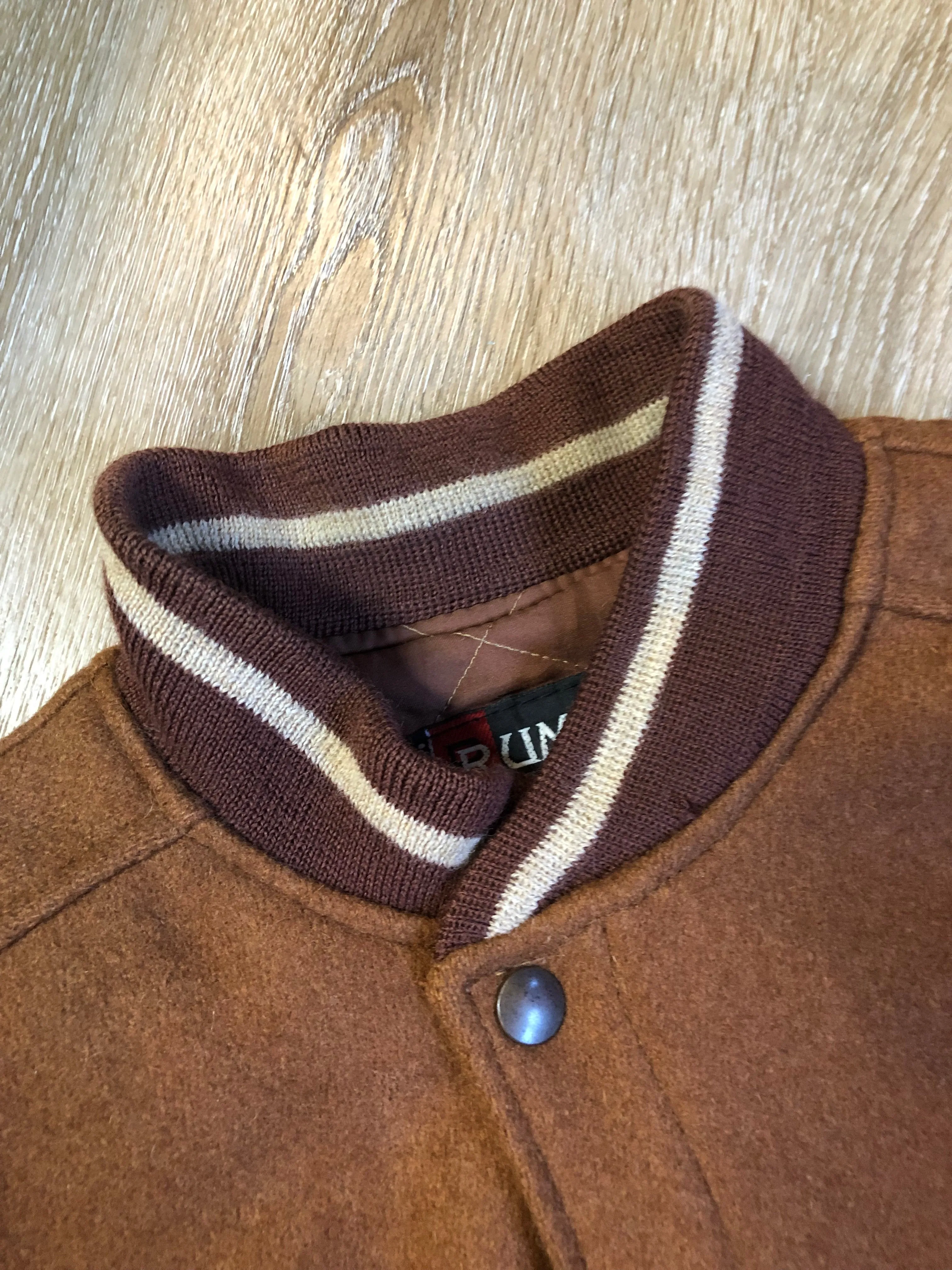 Rumours and Gossyp Brown Varsity Jacket, Made in Canada