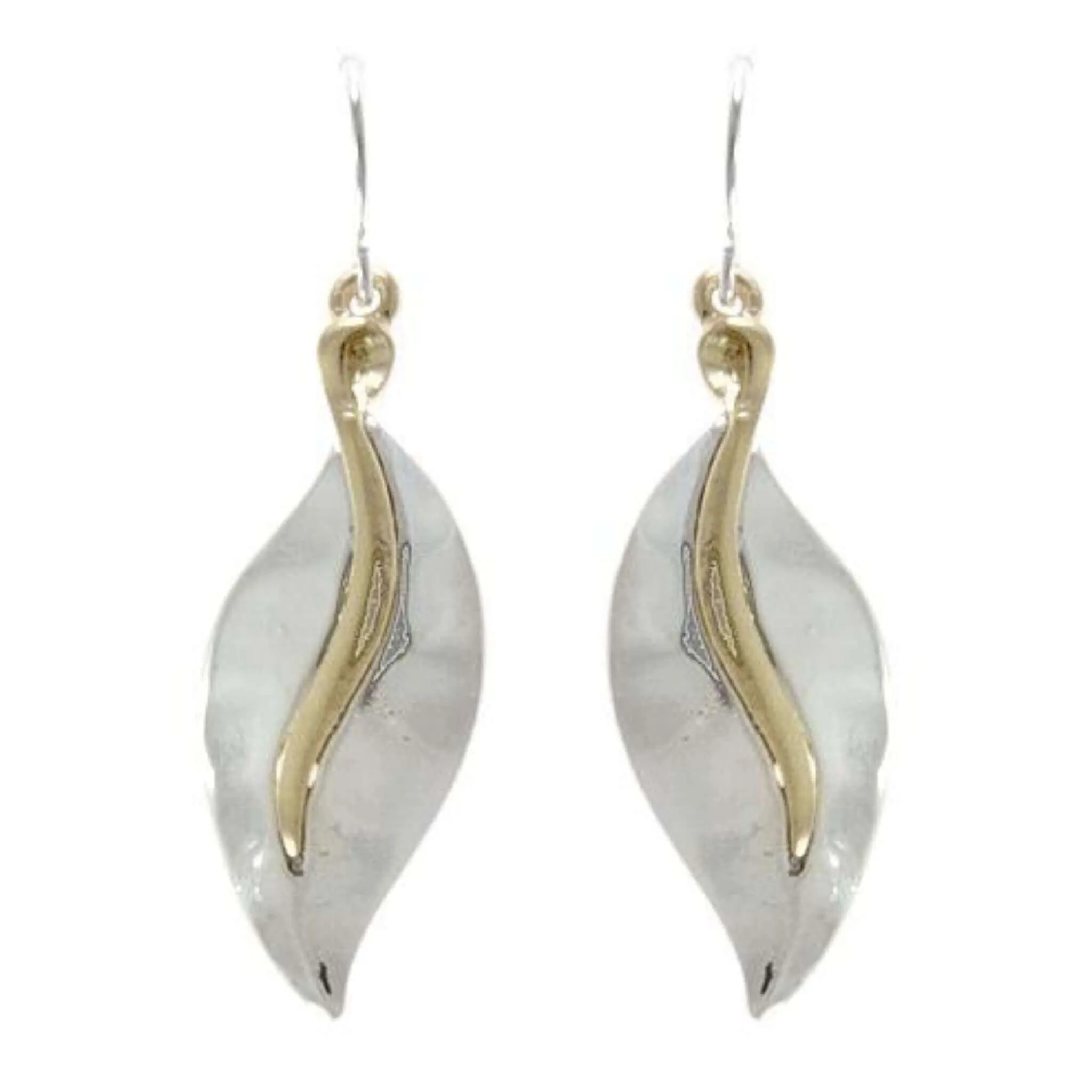 Silver & Gold Teardrop Leaf Earrings