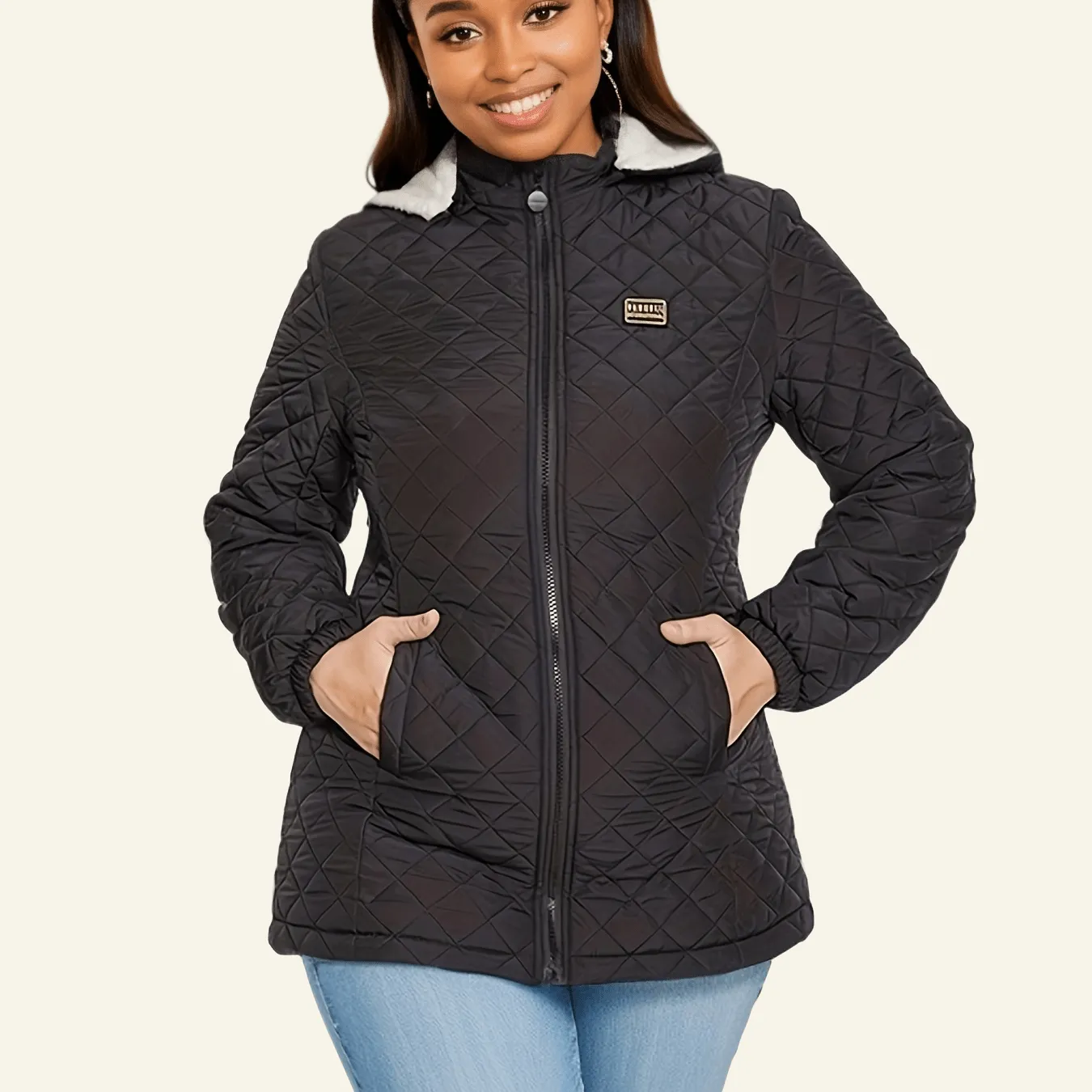 Sophie | Elegant quilted hood coat in plus size